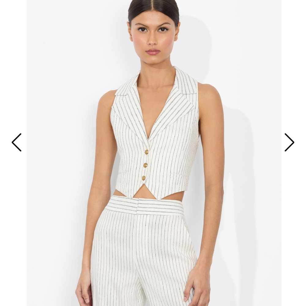 Alice + Olivia White Striped Vest